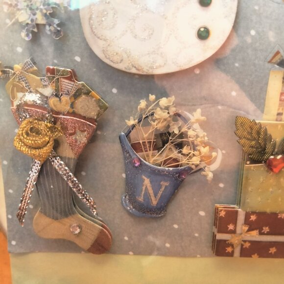 Christmas Themed 3D Stickers Cards Scrapbooking Snowman Handmade Embellished - Picture 7 of 12